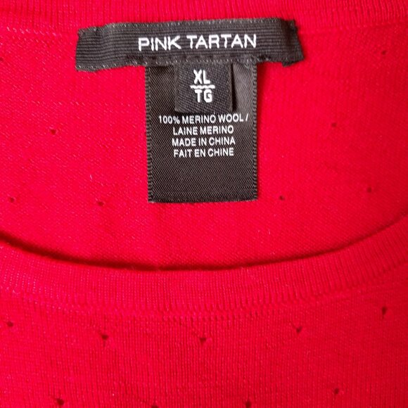 Vibrant 100% Fine Merinos Pointelle Pink Martini Crewneck XL - Picture 2 of 6